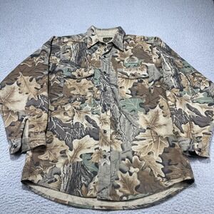 Deerskin Shirt Mens Large Camo Flannel Button Front Polaris USA Hunting